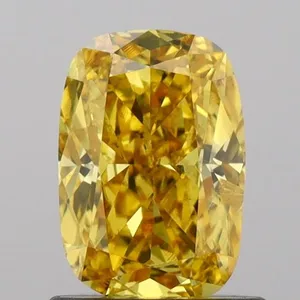 0.8ct CUSHION Fancy Vivid Yellow SI2 Coloured Lab diamond