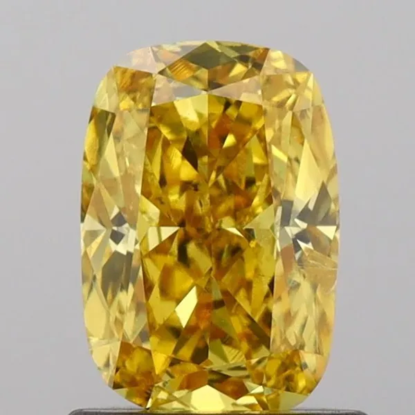 0.8ct CUSHION Fancy Vivid Yellow SI2 Coloured Lab diamond