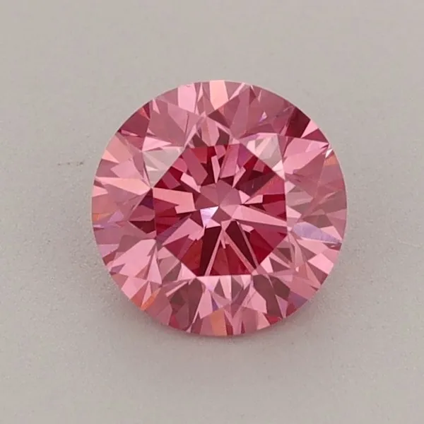 0.79ct ROUND Fancy Vivid Pink VS1 Coloured Lab diamond
