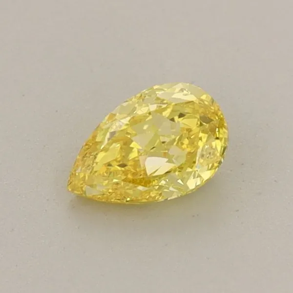 0.38ct PEAR Fancy Vivid Yellow VS2 Coloured Lab diamond