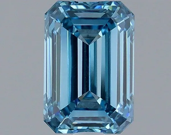 1.31ct EMERALD Fancy Vivid Blue VVS2 Coloured Lab diamond