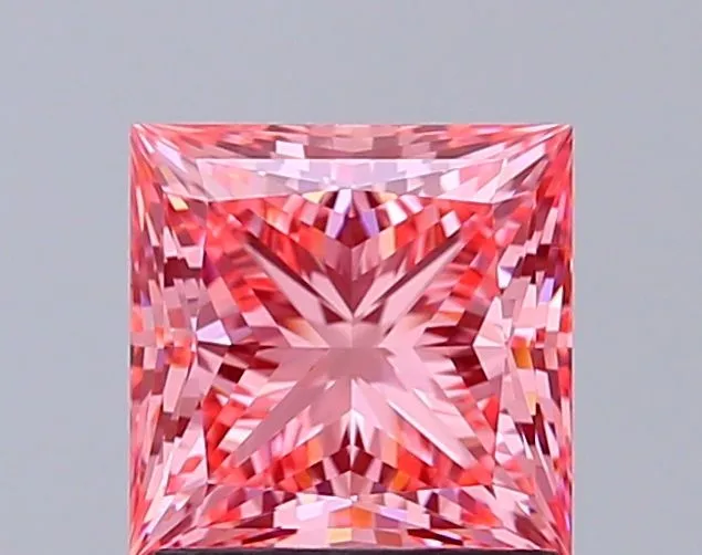 1.51ct PRINCESS Fancy Vivid Pink VVS2 Coloured Lab diamond