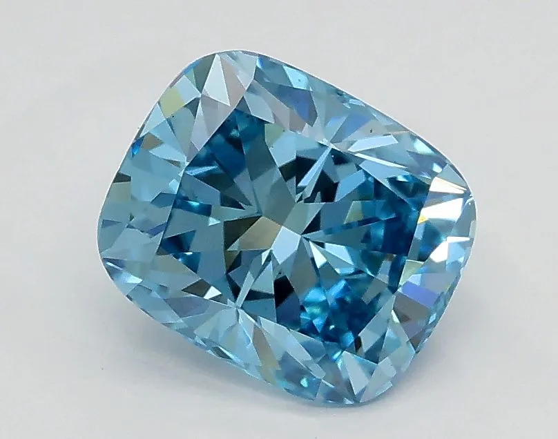 1.22ct CUSHION Fancy Vivid Blue VS1 Coloured Lab diamond
