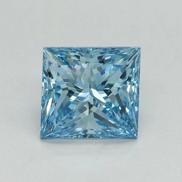 1.53ct PRINCESS Fancy Vivid Blue VS1 Coloured Lab diamond