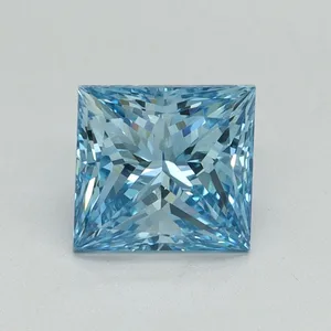 1.53ct PRINCESS Fancy Vivid Blue VS1 Coloured Lab diamond