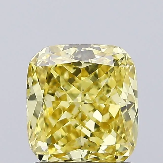 1.18ct CUSHION Fancy Intense Yellow VVS2 Coloured Lab diamond