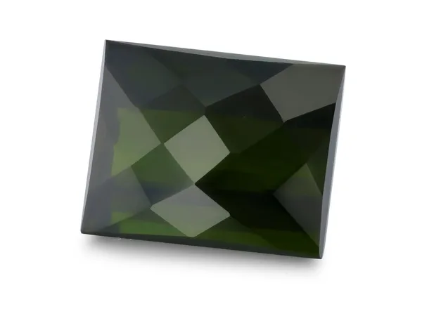 4.1ct Green Tourmaline, Chequerboard cut gemstone