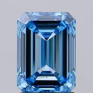 1.8ct EMERALD Fancy Vivid Blue VS1 Coloured Lab diamond