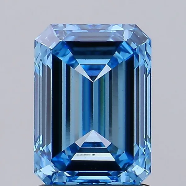 1.8ct EMERALD Fancy Vivid Blue VS1 Coloured Lab diamond