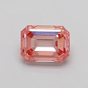 0.76ct EMERALD Fancy Intense Pink SI1 Coloured Lab diamond