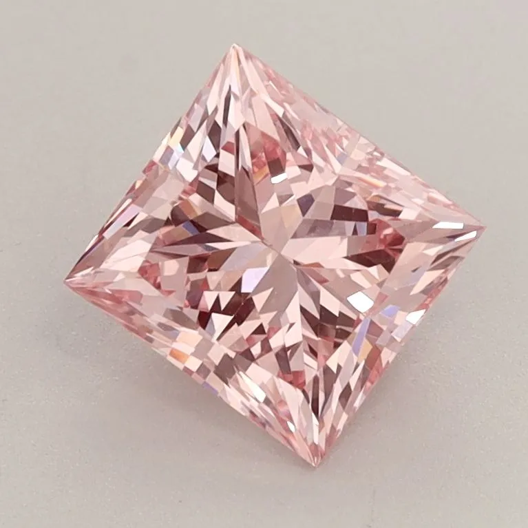1.61ct PRINCESS Fancy Vivid Pink VVS2 Coloured Lab diamond