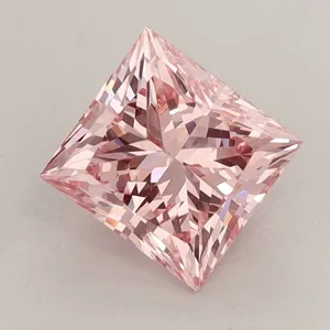 1.61ct PRINCESS Fancy Vivid Pink VVS2 Coloured Lab diamond