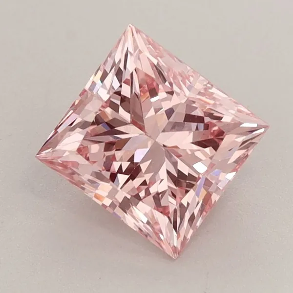 1.61ct PRINCESS Fancy Vivid Pink VVS2 Coloured Lab diamond