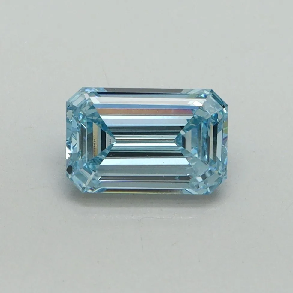 1.02ct EMERALD Fancy Vivid Blue VS2 Coloured Lab diamond