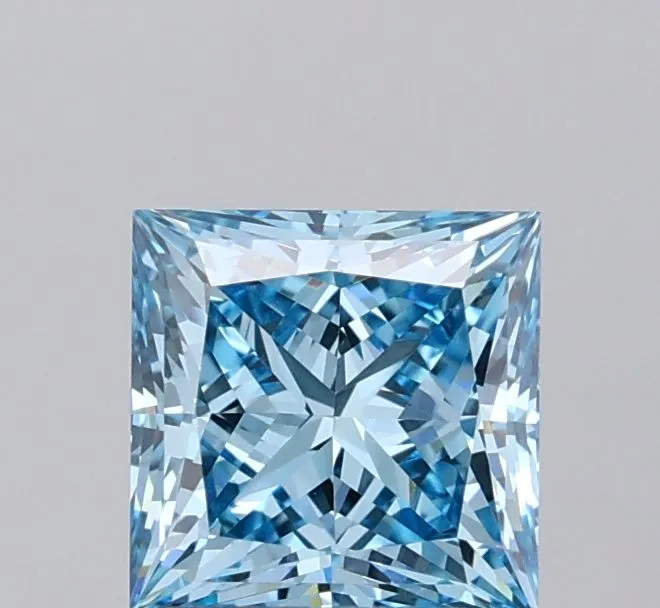 1.72ct PRINCESS Fancy Vivid Blue VVS2 Coloured Lab diamond