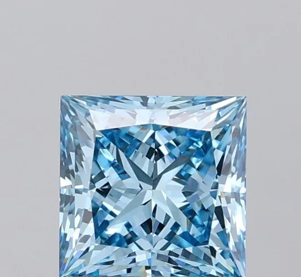 1.72ct PRINCESS Fancy Vivid Blue VVS2 Coloured Lab diamond