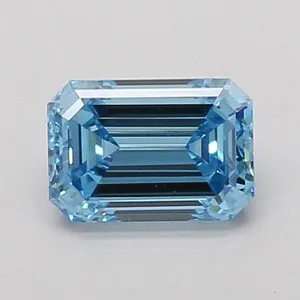 0.98ct EMERALD Fancy Vivid Blue VS1 Coloured Lab diamond