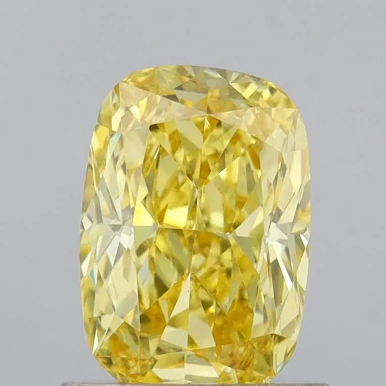 0.80ct CUSHION Fancy Intense Yellow VS1 Coloured Lab diamond