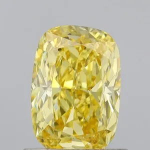 0.8ct CUSHION Fancy Intense Yellow VS1 Coloured Lab diamond