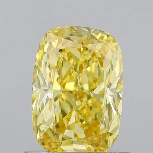 0.8ct CUSHION Fancy Intense Yellow VS1 Coloured Lab diamond