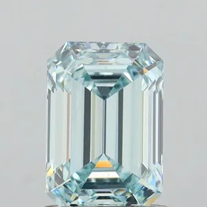 1.32ct EMERALD Fancy Intense Greenish Blue VS1 Coloured Lab diamond