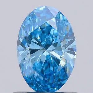0.7ct OVAL Fancy Vivid Blue SI1 Coloured Lab diamond