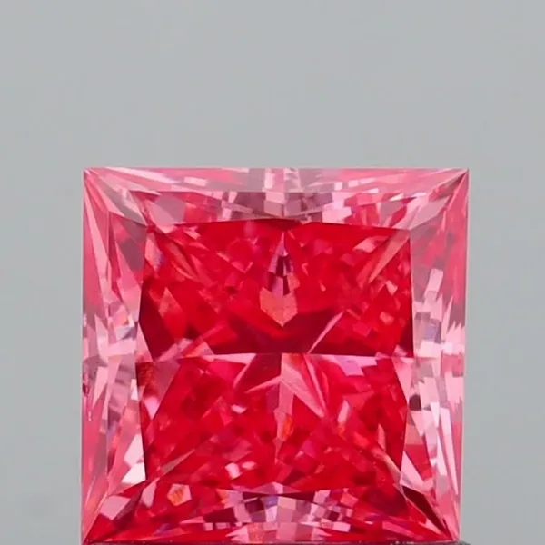 1.06ct PRINCESS Fancy Vivid Pink VS1 Coloured Lab diamond