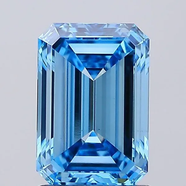 1.47ct EMERALD Fancy Vivid Blue VS1 Coloured Lab diamond