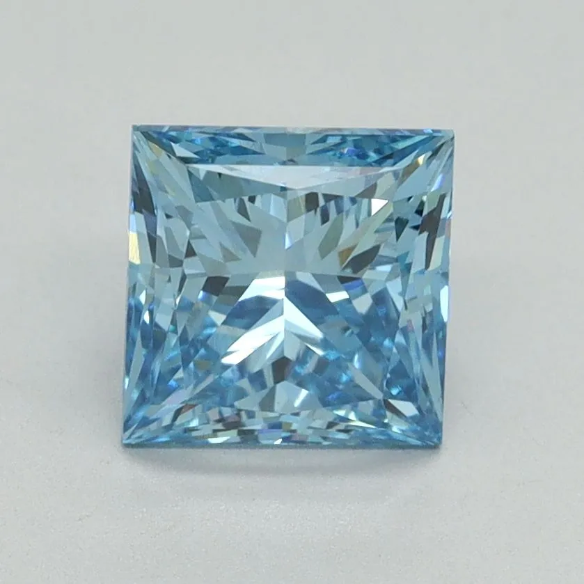 1.62ct PRINCESS Fancy Vivid Blue VS1 Coloured Lab diamond