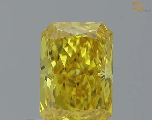 0.7ct RADIANT Fancy Vivid Yellow VVS2 Coloured Lab diamond