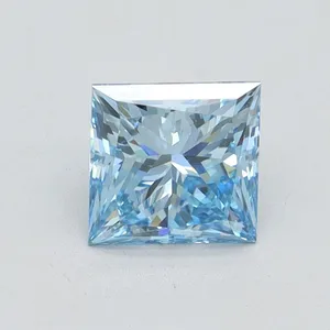 1.09ct PRINCESS Fancy Vivid Blue VS1 Coloured Lab diamond