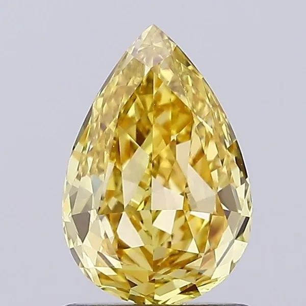 0.93ct PEAR Fancy Intense Yellow VS1 Coloured Lab diamond