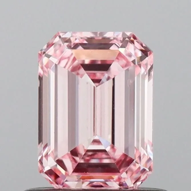 0.72ct EMERALD Fancy Intense Pink VVS2 Coloured Lab diamond