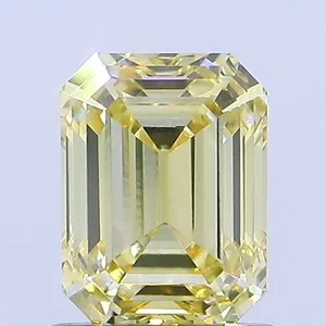 0.91ct EMERALD Fancy Intense Yellow VVS2 Coloured Lab diamond
