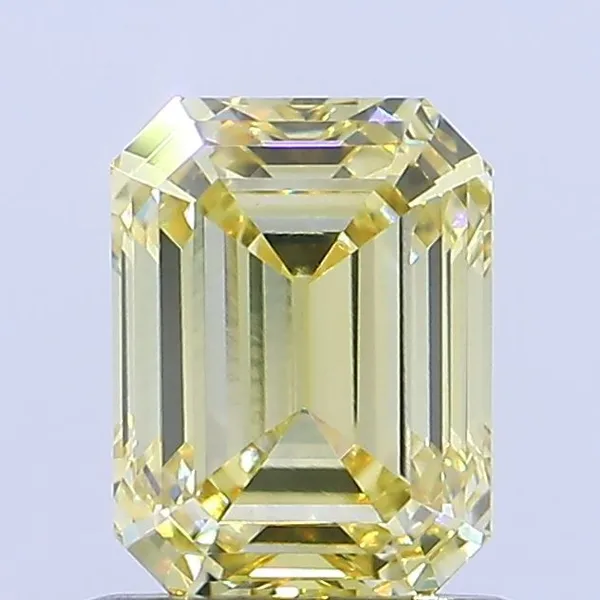 0.91ct EMERALD Fancy Intense Yellow VVS2 Coloured Lab diamond