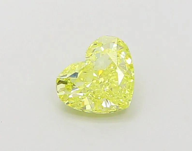 0.98ct HEART Fancy Vivid Yellow VVS1 Coloured Lab diamond