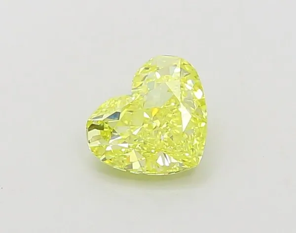 0.98ct HEART Fancy Vivid Yellow VVS1 Coloured Lab diamond