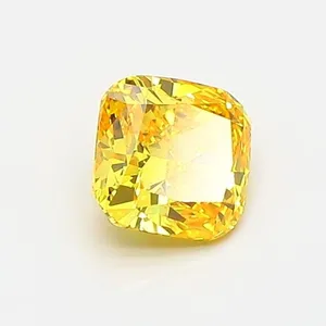 0.58ct CUSHION Fancy Vivid Yellow VS1 Coloured Lab diamond