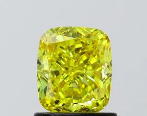 1.11ct CUSHION Fancy Vivid Yellow VS1 Coloured Lab diamond