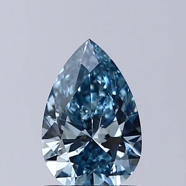 0.9ct PEAR Fancy Vivid Greenish Blue VVS2 Coloured Lab diamond