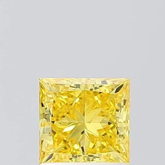 1.01ct PRINCESS Fancy Vivid Yellow VVS2 Coloured Lab diamond