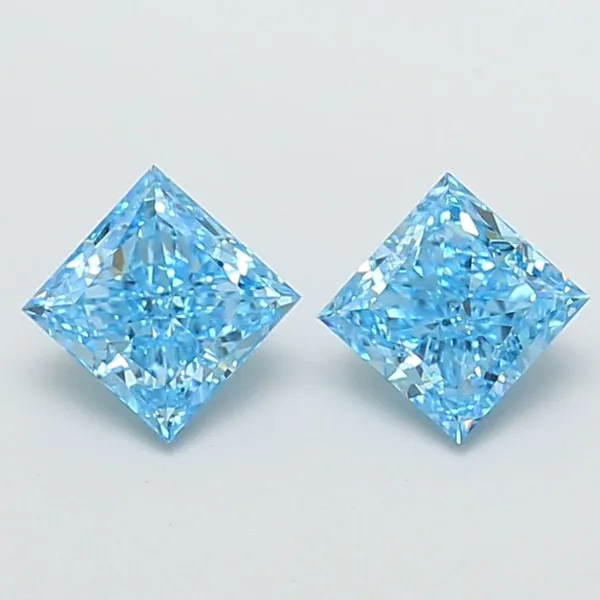 1ct PRINCESS Fancy Vivid Blue VVS2 Coloured Lab diamond