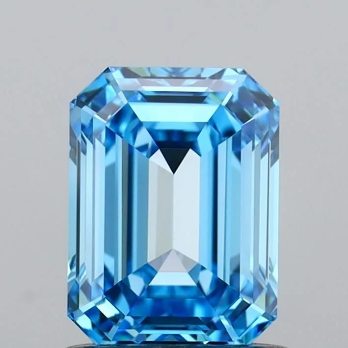 1.01ct EMERALD Fancy Vivid Blue VVS2 Coloured Lab diamond
