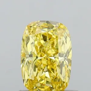 0.79ct CUSHION Fancy Vivid Yellow VS1 Coloured Lab diamond