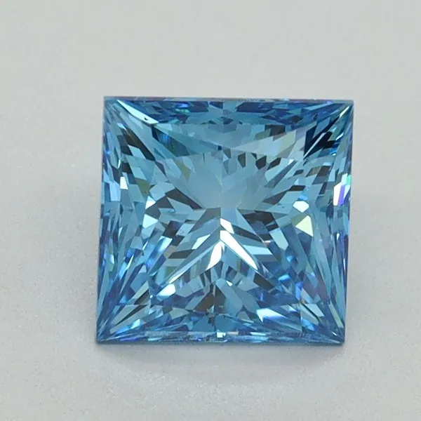 1.52ct PRINCESS Fancy Vivid Blue VS2 Coloured Lab diamond