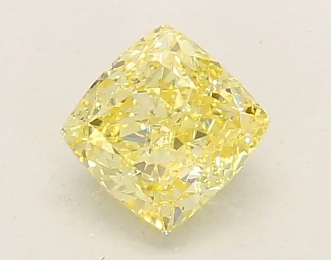 0.92ct CUSHION Fancy Intense Yellow VVS2 Coloured Lab diamond