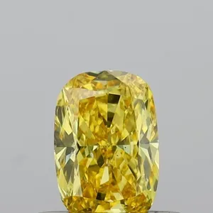 0.5ct CUSHION Fancy Vivid Yellow VS2 Coloured Lab diamond