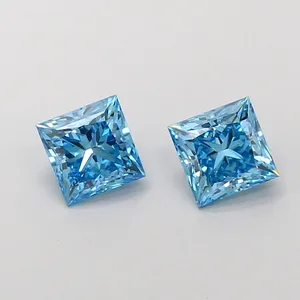 1.01ct PRINCESS Fancy Vivid Blue VS1 Coloured Lab diamond
