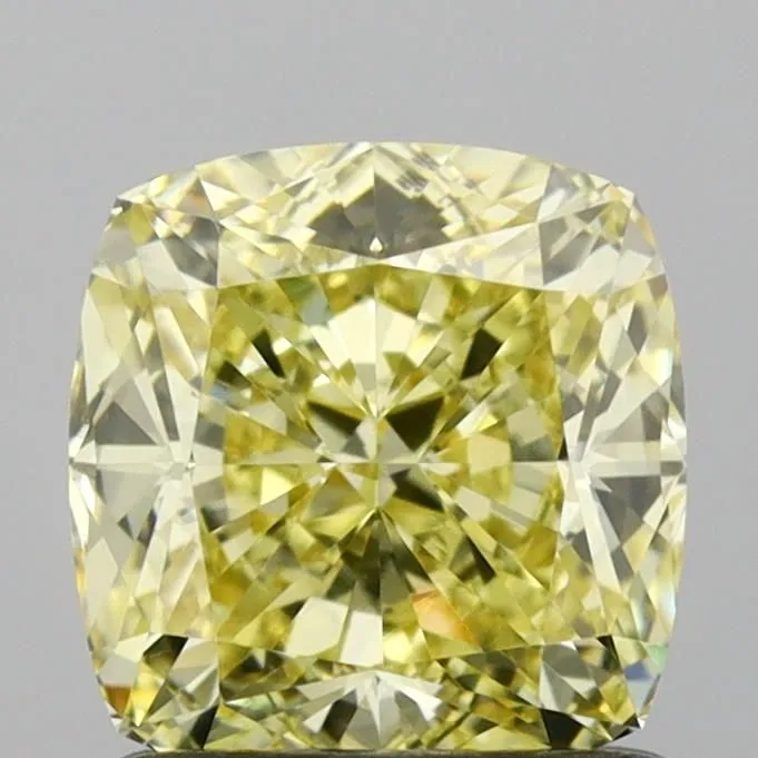 1.25ct CUSHION Fancy Yellow VVS2 Coloured Lab diamond