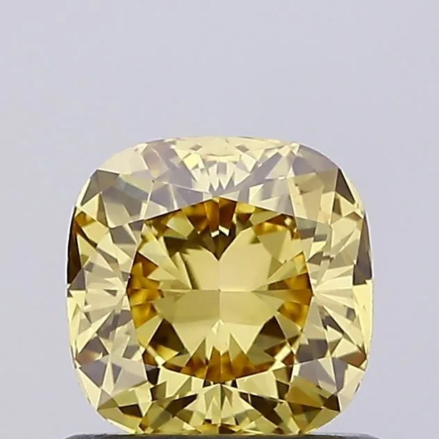 0.75ct CUSHION Fancy Yellow VS1 Coloured Lab diamond